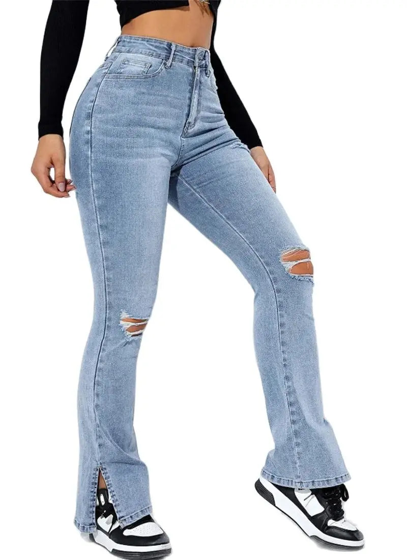 High-Waist Ripped Jeans Damen – Streetstyle trifft Eleganz